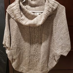 Sweater Poncho w/ Cowl Neck